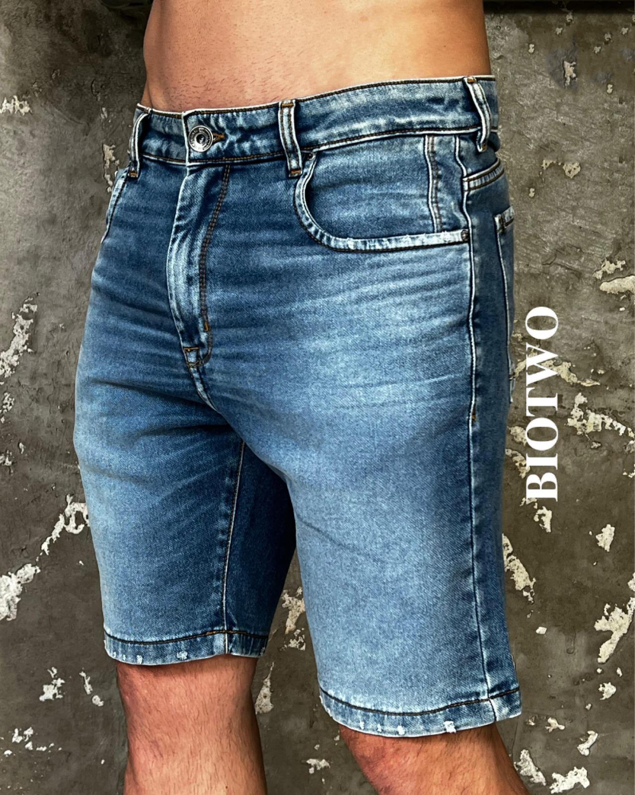 Bermuda jeans azul médio