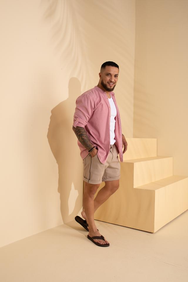 Bata de Linho Tinturada com Martingale