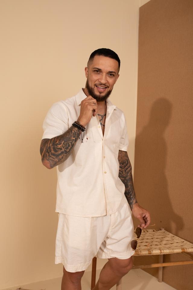 Camisa manga curta em linho