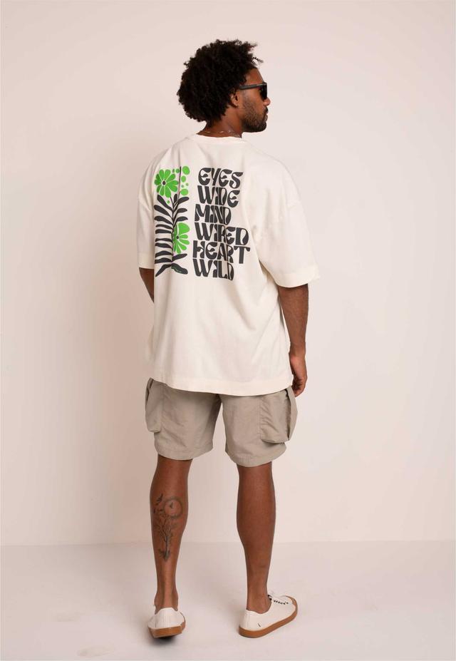 Camiseta oversized estampa flores