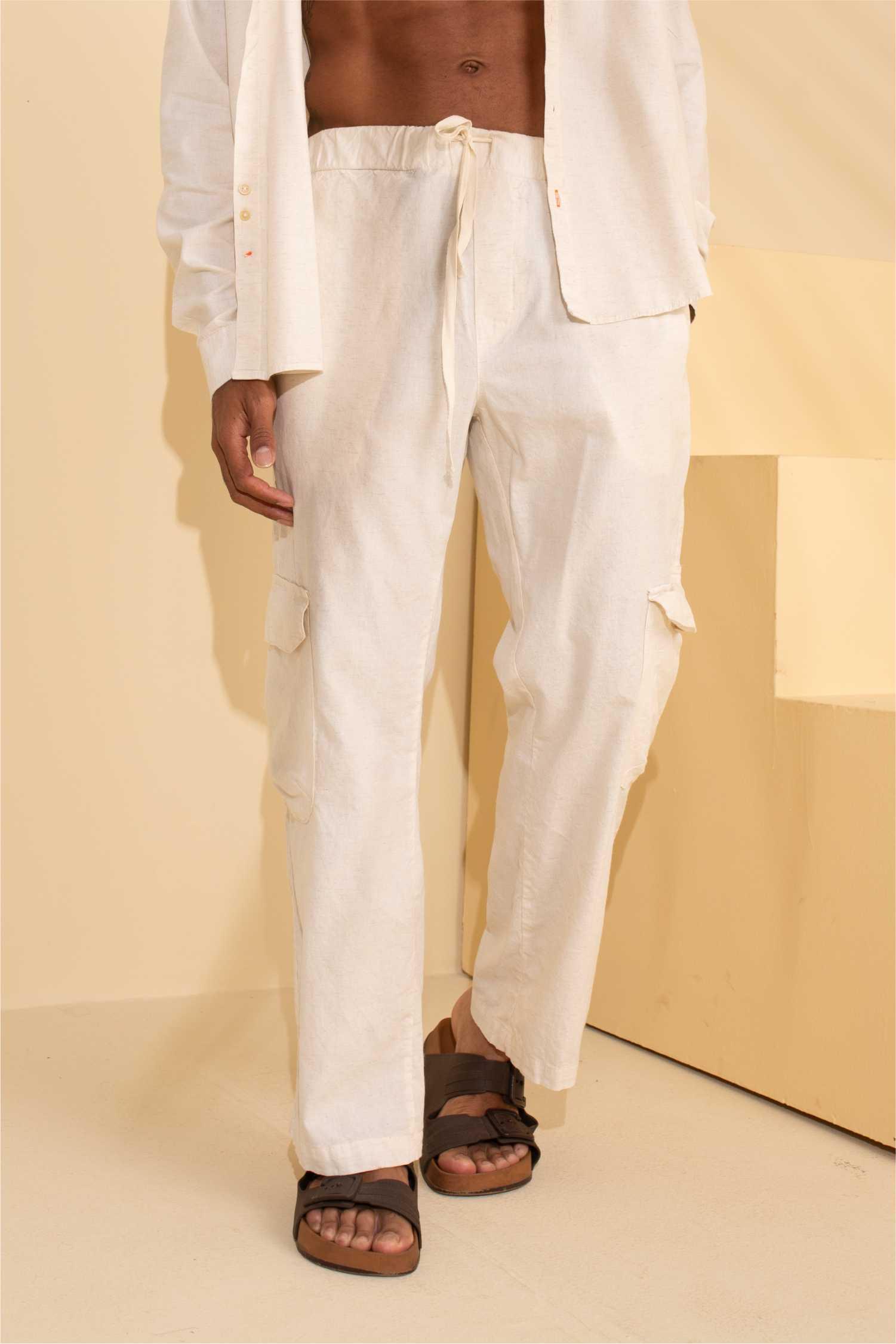 Calça cargo em linho
